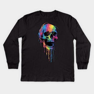 Tie Dye Melting Skull Kids Long Sleeve T-Shirt